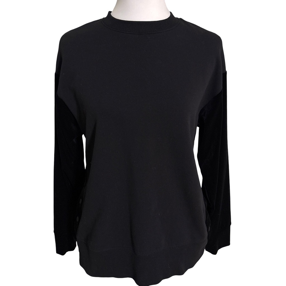 Athleta Black Velvet Crew Neck Sweater Large